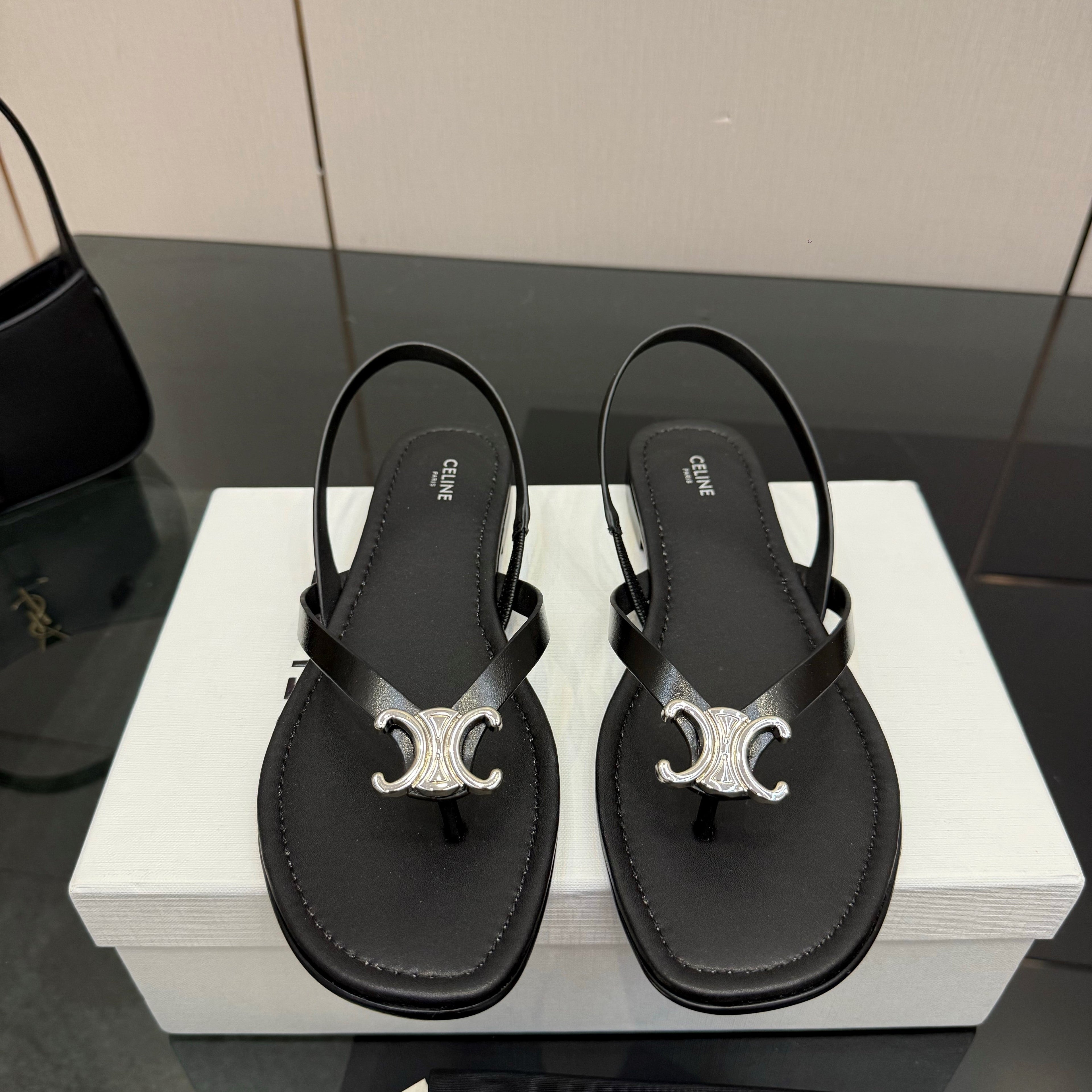 CL Biki Sandal Black Calfskin 725675