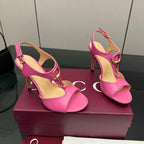 GG G-Buckle High-Heeled Sandals 10.5cm Pink Cowhide 725307