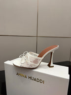 Amina Muaddi Alexa Lace Slipper 95 White Lace 726129
