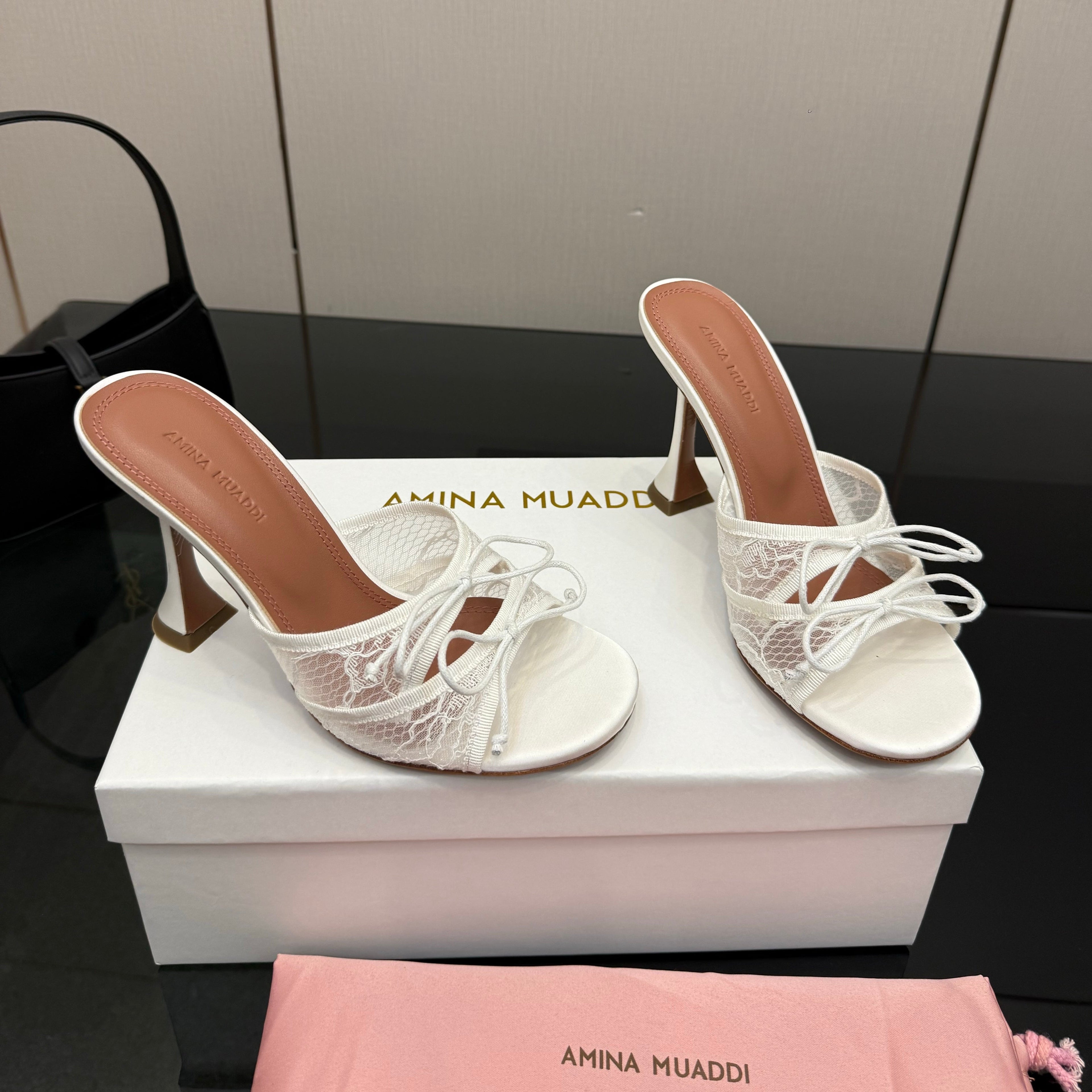 Amina Muaddi Alexa Lace Slipper 95 White Lace 726129