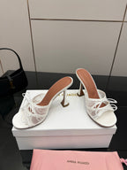 Amina Muaddi Alexa Lace Slipper 95 White Lace 726129