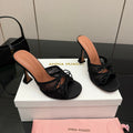 Amina Muaddi Alexa Lace Slipper 95 Black Lace 726130
