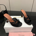Amina Muaddi Alexa Lace Slipper 95 Black Lace 726130