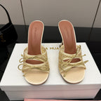 Amina Muaddi Alexa Lace Slipper 95 Beige Lace 726131