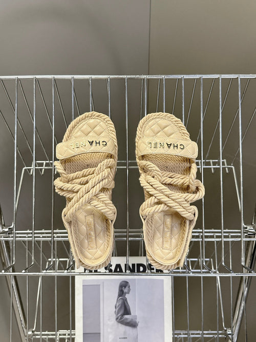 CC 2026 Sandal Beige Rope Calfskin 675899