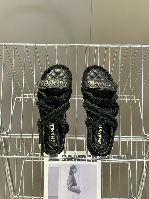 CC 2026 Sandal Black Rope Calfskin 675900