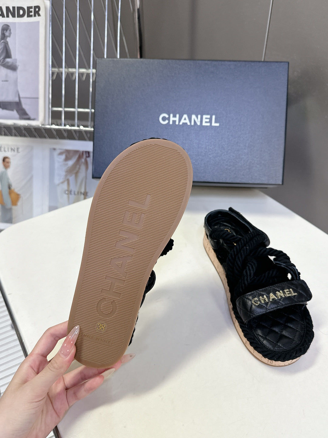 CC 2026 Sandal Black Rope Calfskin 675900