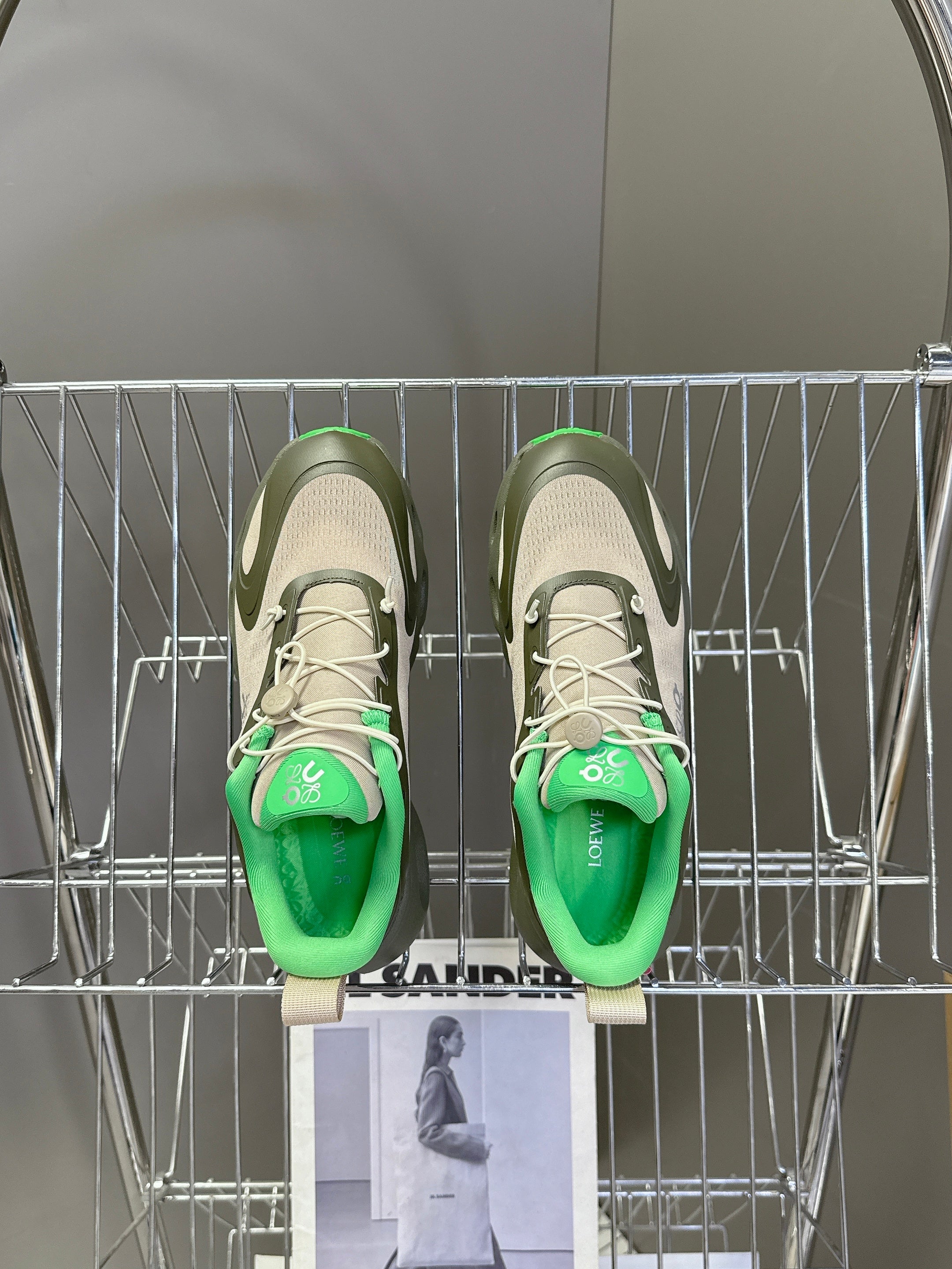 Loewe x On Cloudsolo Sneakers Khaki Green/Sand  Polyester and Mesh 536844