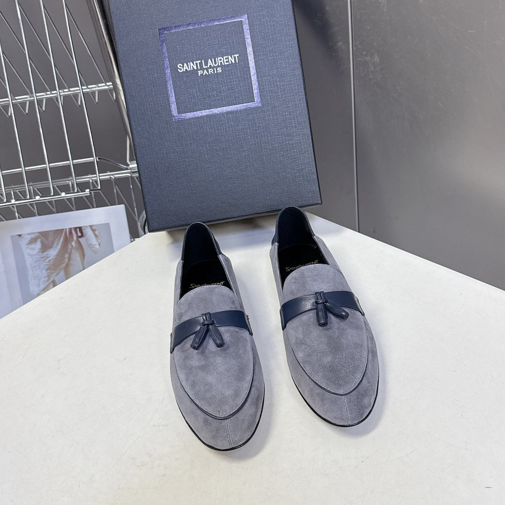 YSL 26s Loafer Black Grey Leather 635583