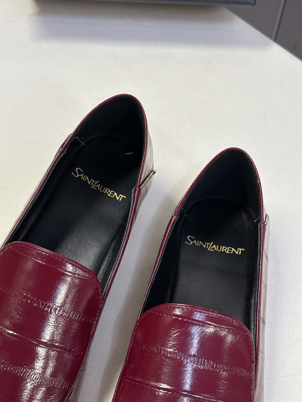 YSL 26s Loafer Burgundy Embossed Leather 635585