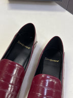 YSL 26s Loafer Burgundy Embossed Leather 635585