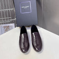 YSL 26s Loafer Dark Brown Embossed Leather 635586