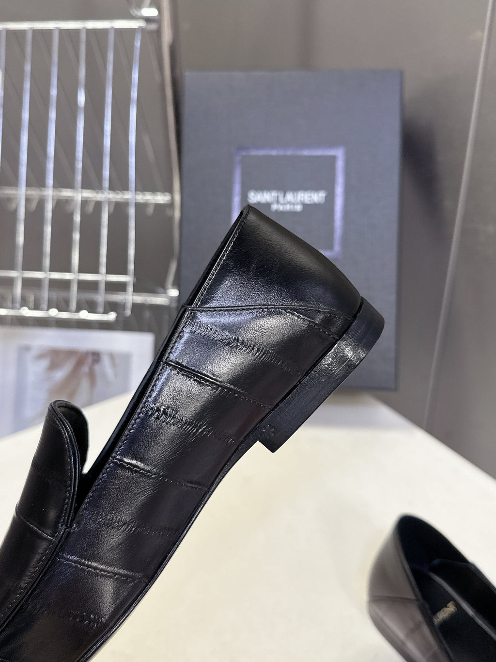YSL 26s Loafer Black Embossed Leather 635587