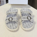 Dior 2026 Velcro Slip-on Sandal Grey White Fabric Leather 716904