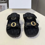Dior 2026 Velcro Slip-on Sandal Black Fabric Leather 716905