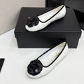 CC 25 Ballet Flat Flower White Quilted Calfskin
