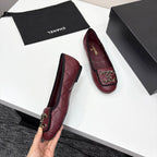 CC 25 Ballet Flat Large Logo Burgundy Quilted Calfskin