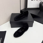 CC 25 Mary Janes In Black Velvet And Sheepskin 352463