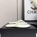 CC Crystal Logo Thong Sandal White Velvet 352477