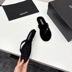 CC Crystal Logo Thong Sandal Black Velvet 352478