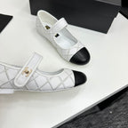 CC25 Mary Janes White Black Cowhide 352504