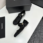 CC25 Mary Janes Black Patent Cowhide And Grosgrain 352505