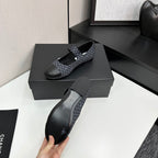 CC25 Mary Janes Black Fabric And Cowhide 352510