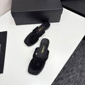 CC 25 Camellia Thong Sandals Black Stone Grain And Sheepskin 368834