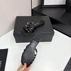 CC 25 Camellia Open Flat Mule Black Sheepskin 368847