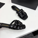CC 25 Camellia Open Flat Mule Black Sheepskin 368847