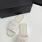 CC 25 Open Heel Mule White Cultured Pearls And Sheepskin 368861