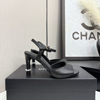 CC 25 Heel Sandals 80mm Black Lambskin 368822