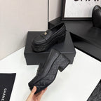 CC 25 Thick-Heeled Loafer 55mm Black Quilted Lambskin 368826