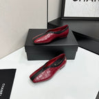 CC 26s Ballet Flats Burgundy Glossy Crocodile Embossed Calfskin 743142