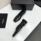 CC 26s Ballet Flats Black Glossy Crocodile Embossed Calfskin 743139