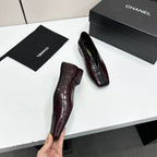 CC 26s Ballet Flats Coffee Glossy Crocodile Embossed Calfskin 743141