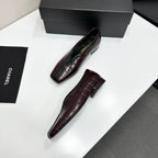 CC 26s Ballet Flats Coffee Glossy Crocodile Embossed Calfskin 743141