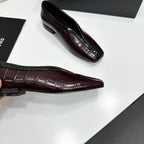 CC 26s Ballet Flats Coffee Glossy Crocodile Embossed Calfskin 743141