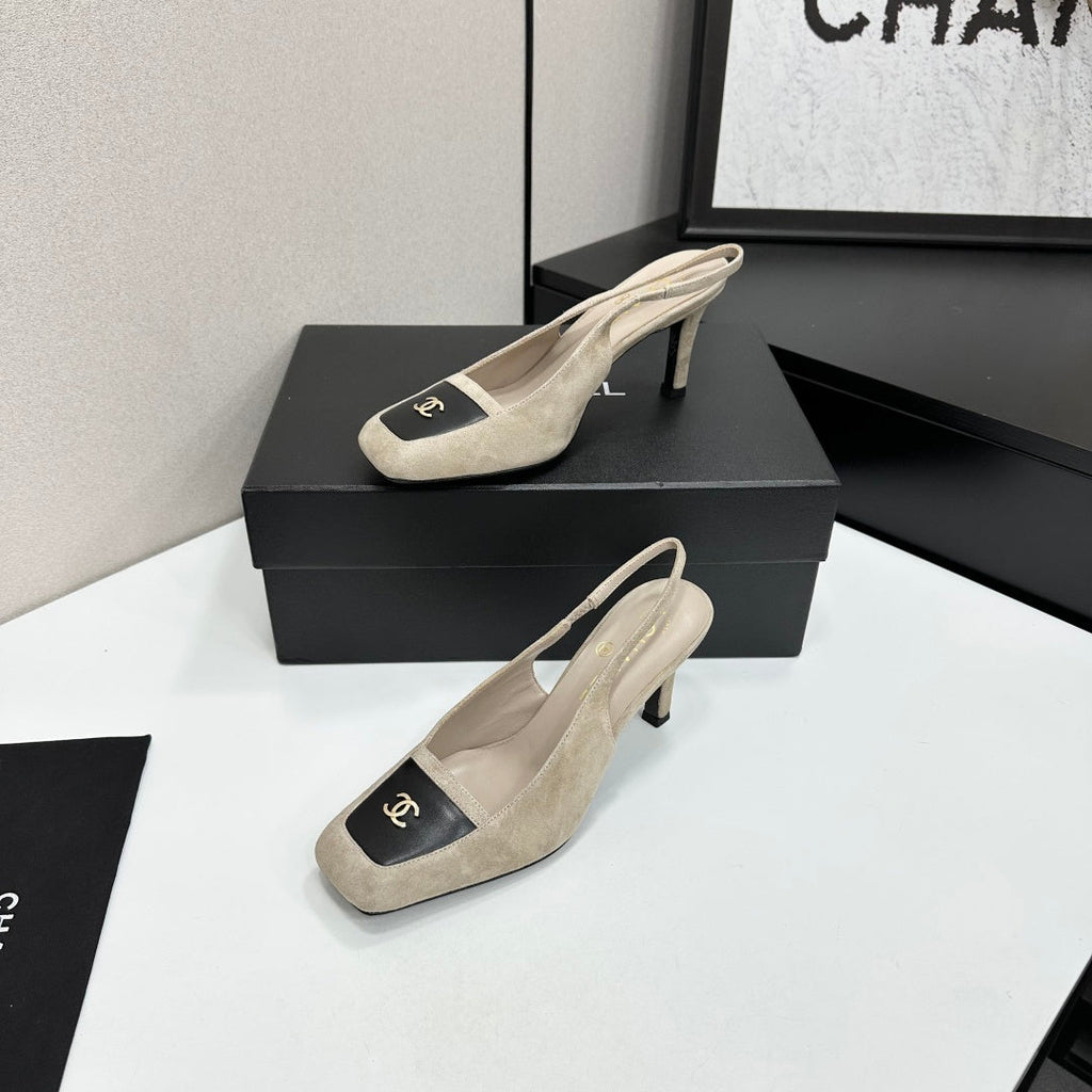 CC Block Slingback Black Khahi Suede 743246