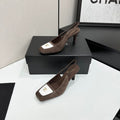 CC Block Slingback Coffee White Suede 743249