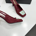 CC Block Slingback Burgundy White Suede 743250
