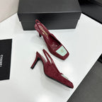 CC Block Slingback Burgundy White Suede 743250
