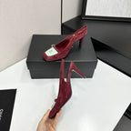 CC Block Slingback Burgundy White Suede 743250