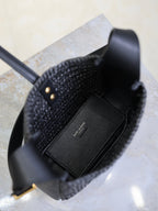 LE 5A7 Mini 15cm Black Raffia Leather GHW