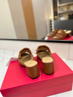 VT 2025 Signature Heeled Mule Brown Calf Leather 295076