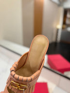 VT 2025 Signature Heeled Mule Cantaloupe Calf Leather 295080