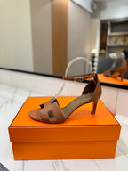 HM Joy 65mm Heeled Sandals Brown Flat Cowhide 294927