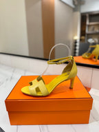 HM Joy 65mm Heeled Sandals Yellow Flat Cowhide 294929