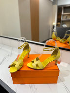 HM Joy 65mm Heeled Sandals Yellow Flat Cowhide 294929