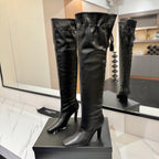 YSL 25 Over-the-Knee Martin Boot Black Calfskin 520782